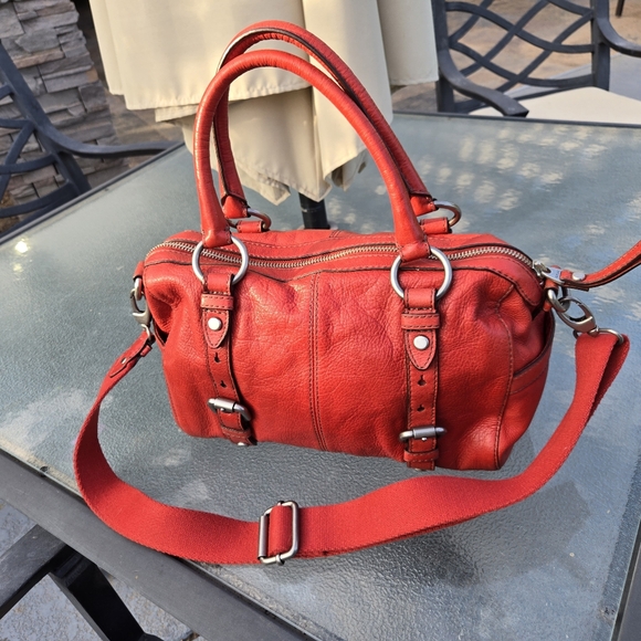 Fossil Long live vintage 1954 key shoulder leather bag Redish Orange - Picture 2 of 16